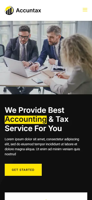 หน้าแรกของธีม Accuntax Accounting & Tax Consultancy Services บนมือถือ