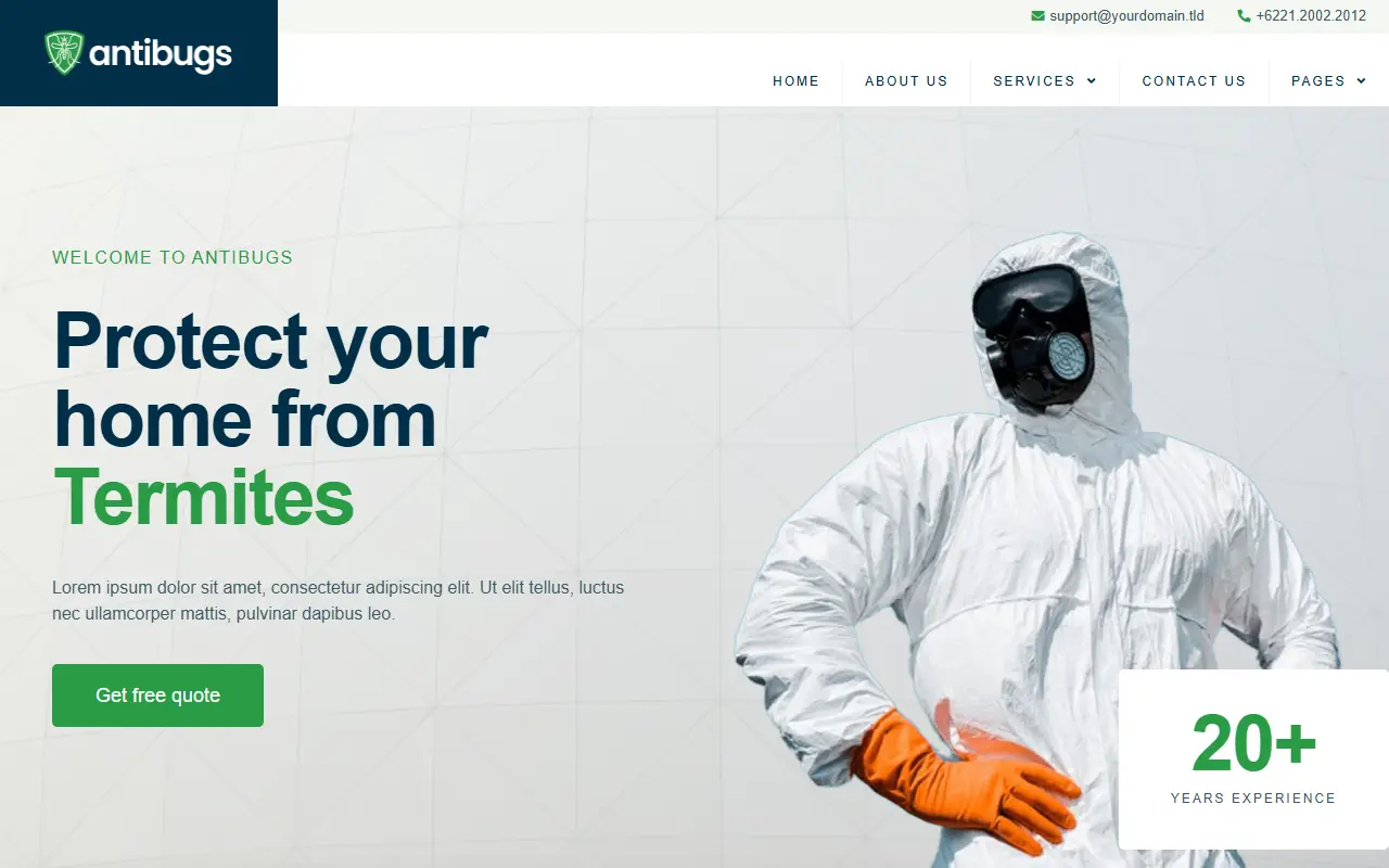 หน้าแรกของธีม Antibugs บนคอมพิวเตอร์