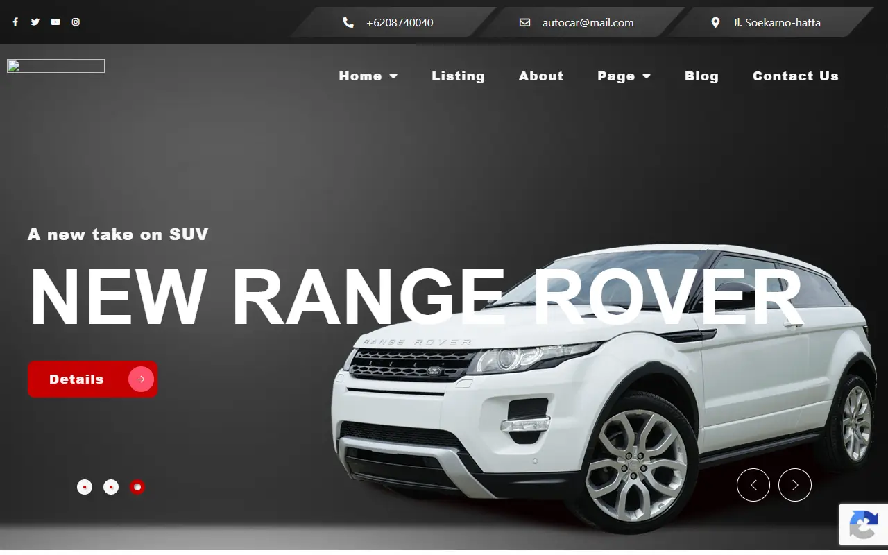 หน้าแรกของธีม Autocar บนคอมพิวเตอร์