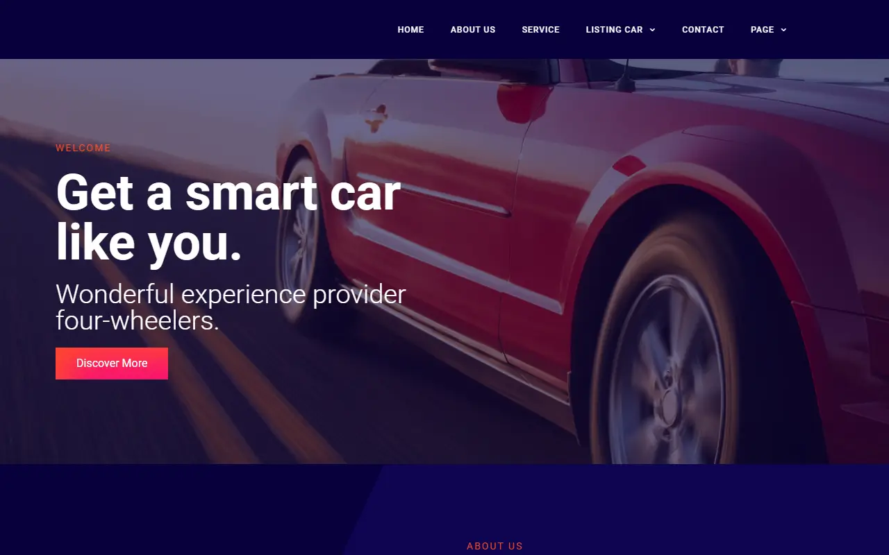 หน้าแรกของธีม AutoKit บนคอมพิวเตอร์