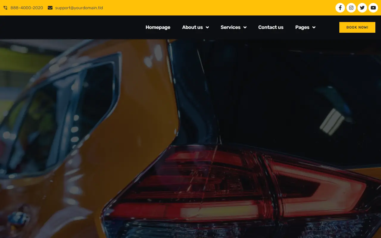 หน้าแรกของธีม AutoWorks บนคอมพิวเตอร์
