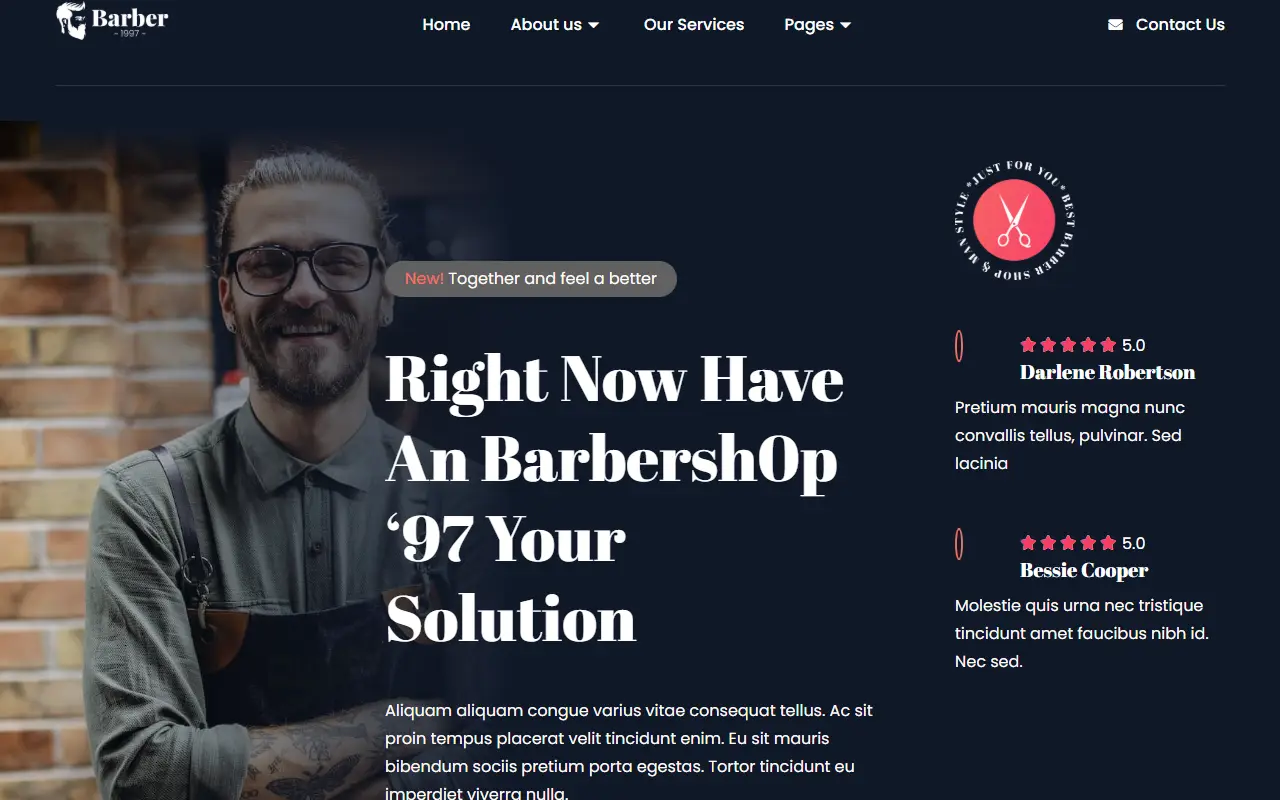 หน้าแรกของธีม Barber 1997 บนคอมพิวเตอร์