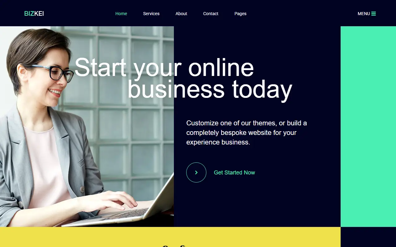 หน้าแรกของธีม Bizkei บนคอมพิวเตอร์