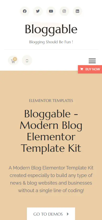 หน้าแรกของธีม Bloggable บนมือถือ