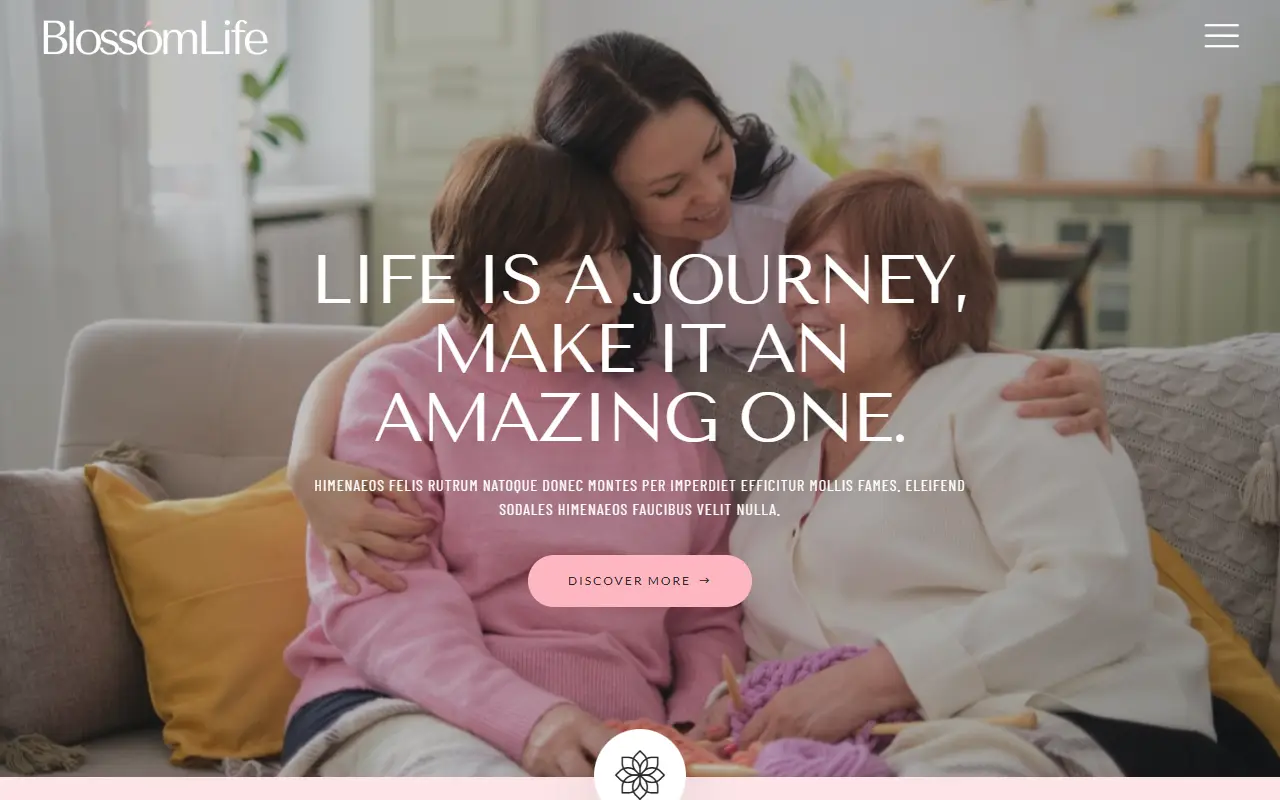 หน้าแรกของธีม BlossomLife บนคอมพิวเตอร์