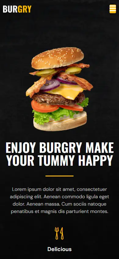 หน้าแรกของธีม Burgry Burger บนมือถือ