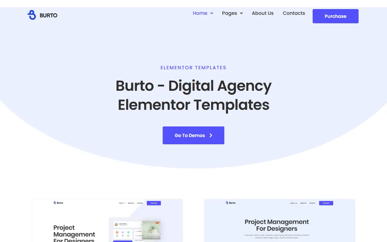 หน้าแรกของธีม Burto บนคอมพิวเตอร์