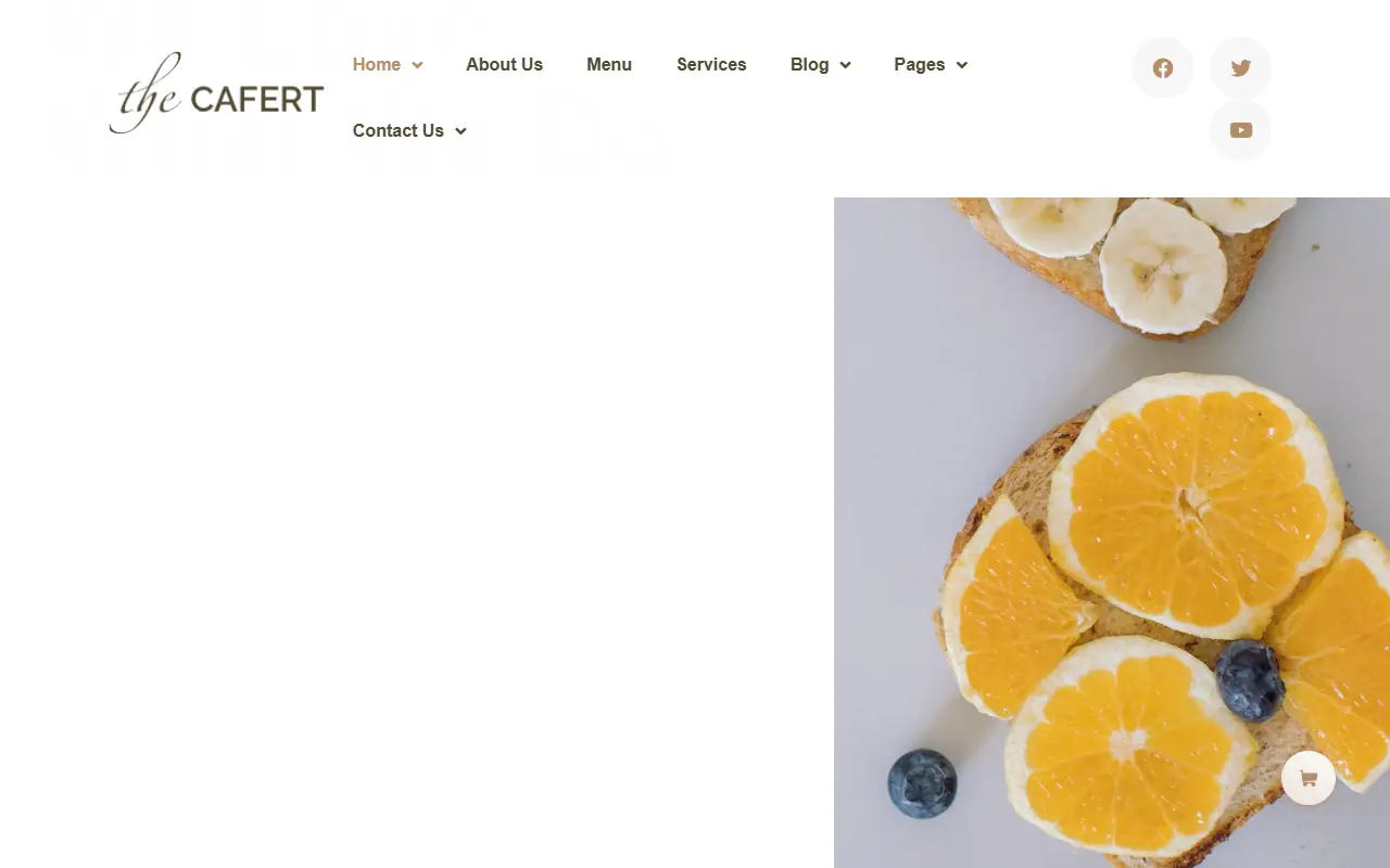 หน้าแรกของธีม Cafert Cafe and Restaurant บนคอมพิวเตอร์