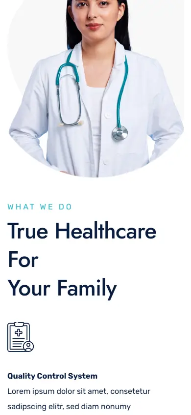 หน้าแรกของธีม Carenow Medical บนมือถือ