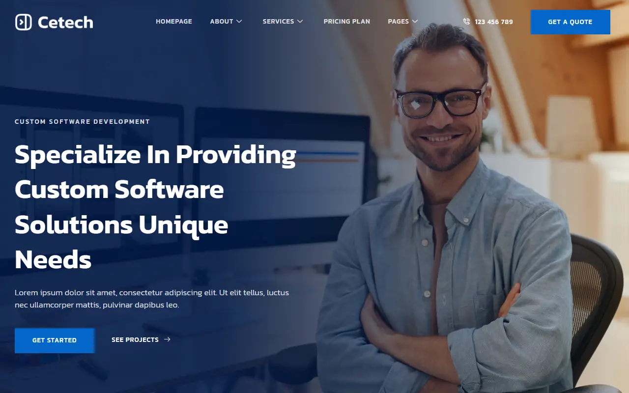 หน้าแรกของธีม Cetech บนคอมพิวเตอร์