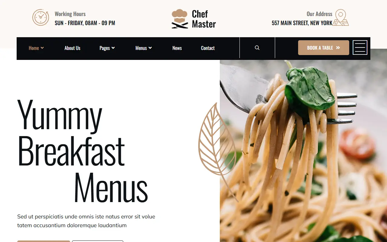 หน้าแรกของธีม Chefmaster บนคอมพิวเตอร์