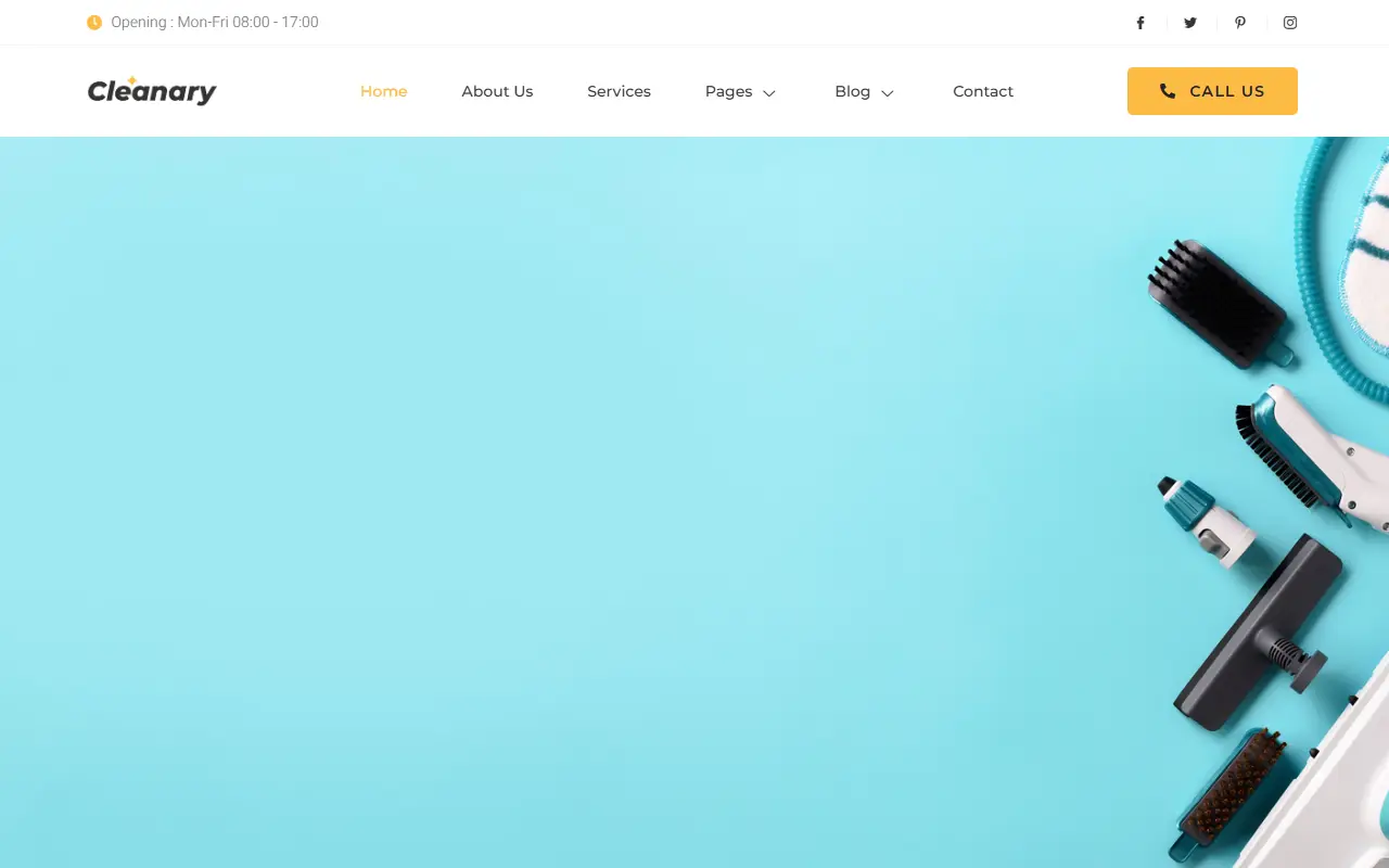 หน้าแรกของธีม Cleanary บนคอมพิวเตอร์