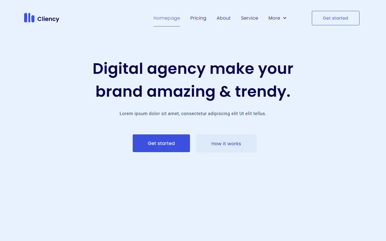 หน้าแรกของธีม Clientcy บนคอมพิวเตอร์