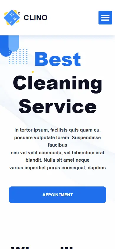หน้าแรกของธีม Clino Cleaning Business บนมือถือ