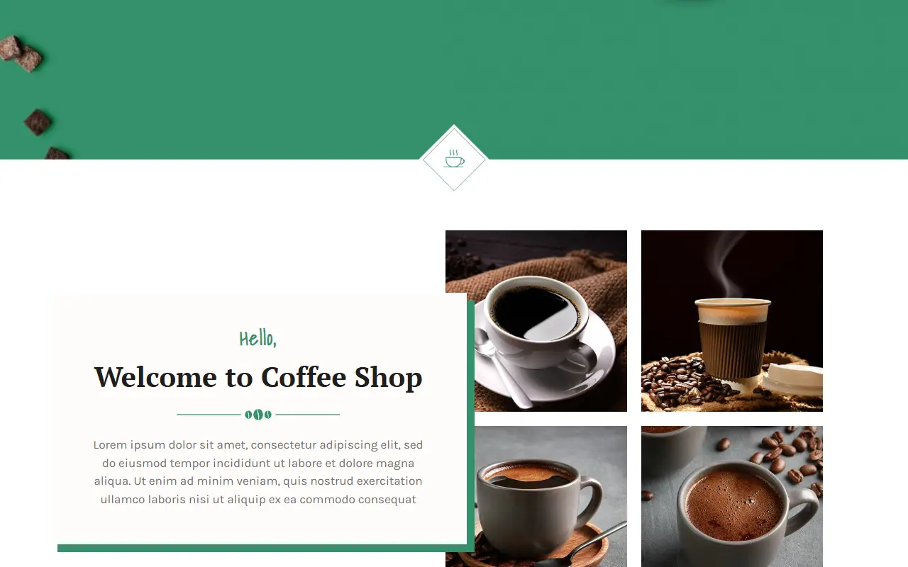 หน้าแรกของธีม Coffesse บนคอมพิวเตอร์