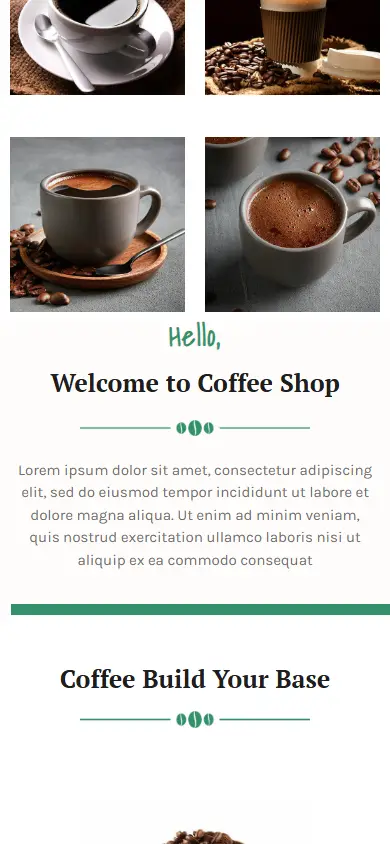หน้าแรกของธีม Coffesse บนมือถือ