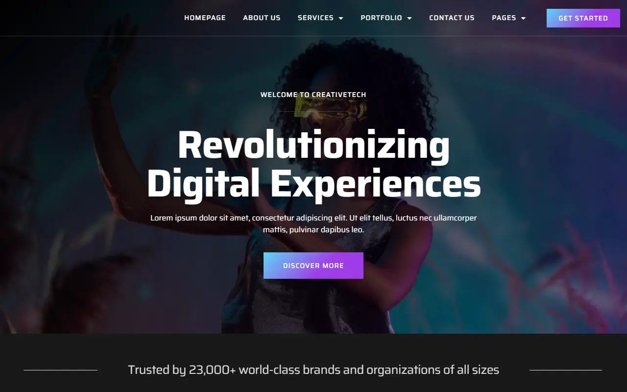 หน้าแรกของธีม CreativeTech บนคอมพิวเตอร์