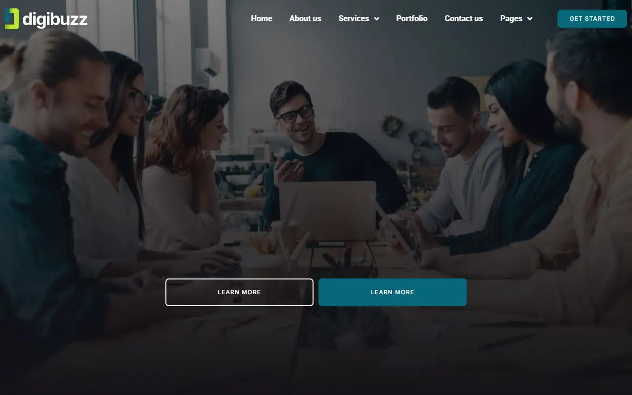 หน้าแรกของธีม DigiBuzz บนคอมพิวเตอร์