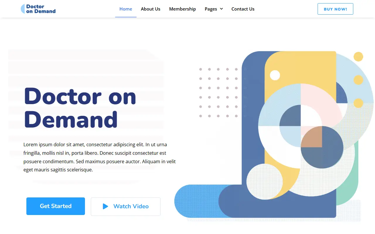 หน้าแรกของธีม Doctor on Demand Online Consultations บนคอมพิวเตอร์