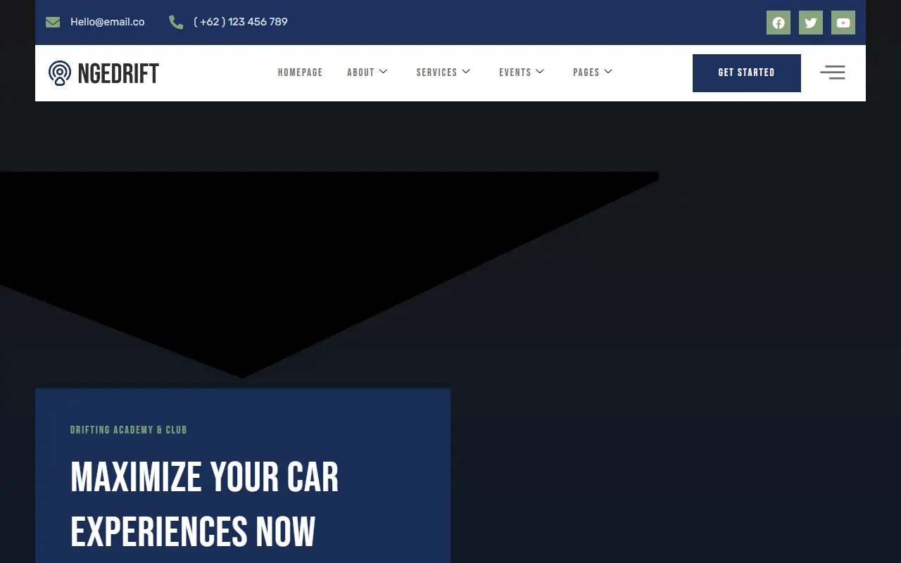 หน้าแรกของธีม Drifting School Academy บนคอมพิวเตอร์