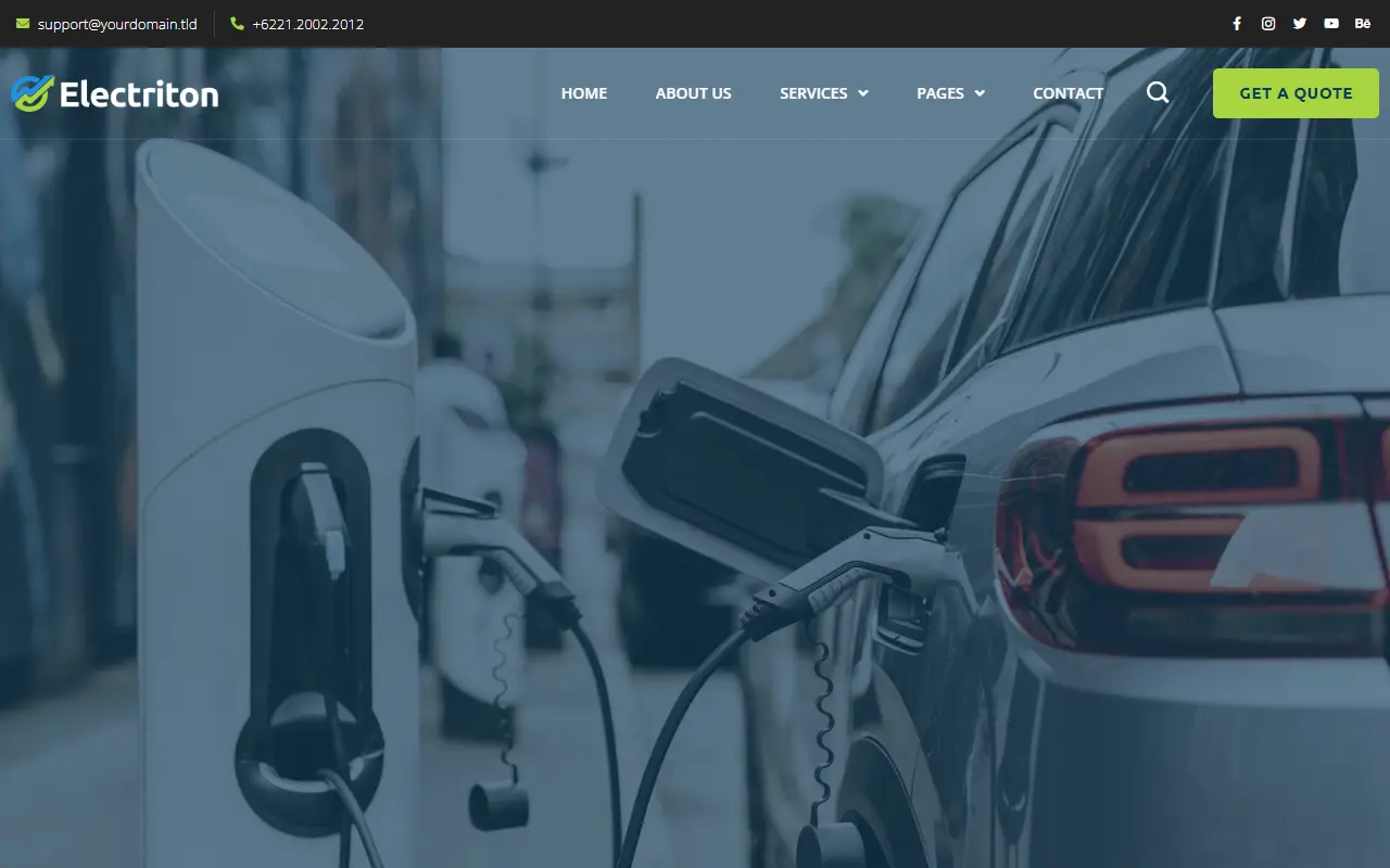 หน้าแรกของธีม Electriton บนคอมพิวเตอร์