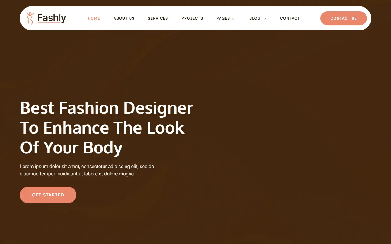 หน้าแรกของธีม Fashly Fashion บนคอมพิวเตอร์