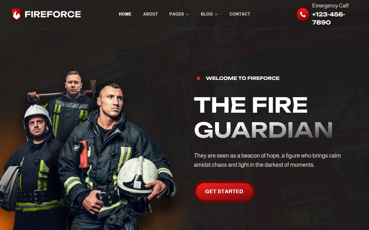 หน้าแรกของธีม Fireforce Firefighter บนคอมพิวเตอร์