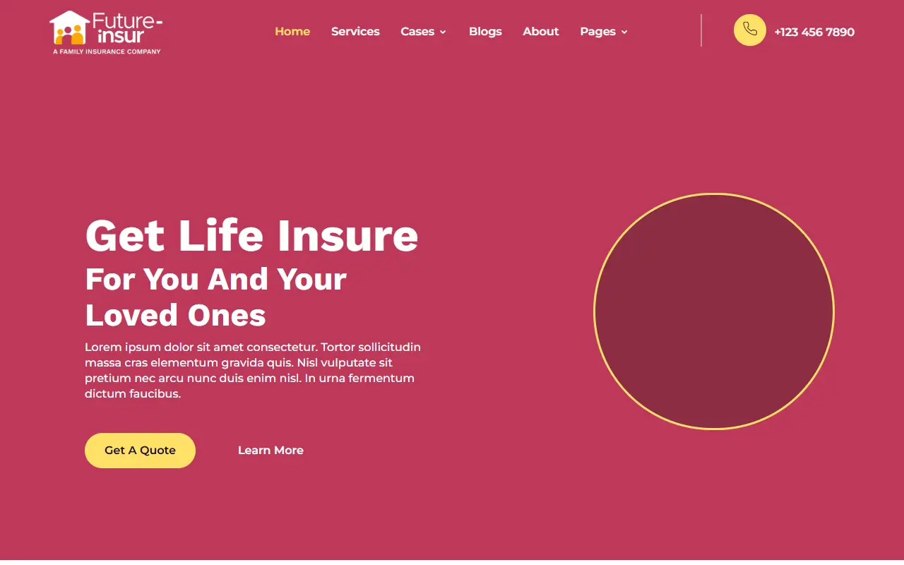 หน้าแรกของธีม Future Insur บนคอมพิวเตอร์