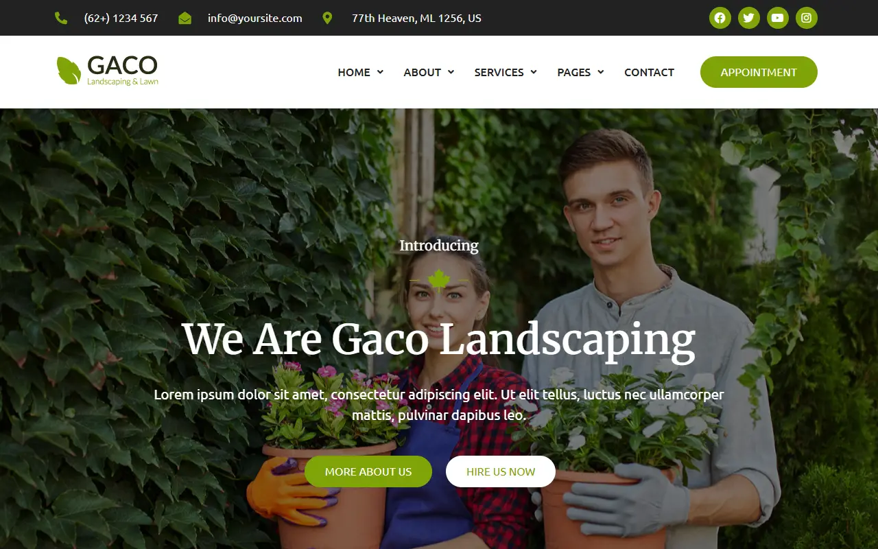 หน้าแรกของธีม Gaco บนคอมพิวเตอร์