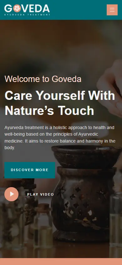 หน้าแรกของธีม Goveda บนมือถือ