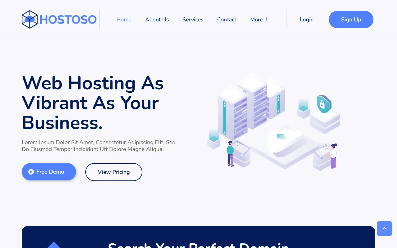 หน้าแรกของธีม HOSTOSO บนคอมพิวเตอร์