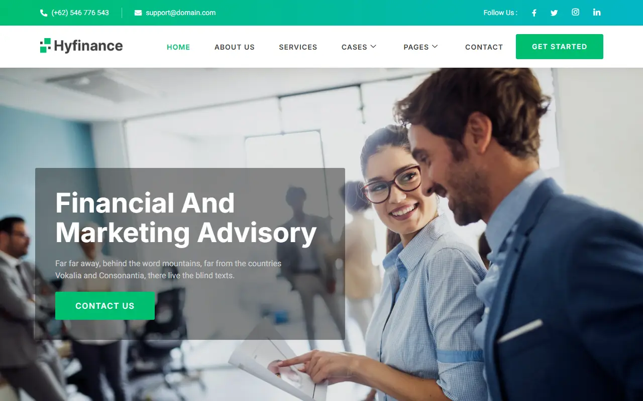 หน้าแรกของธีม Hyfinance บนคอมพิวเตอร์
