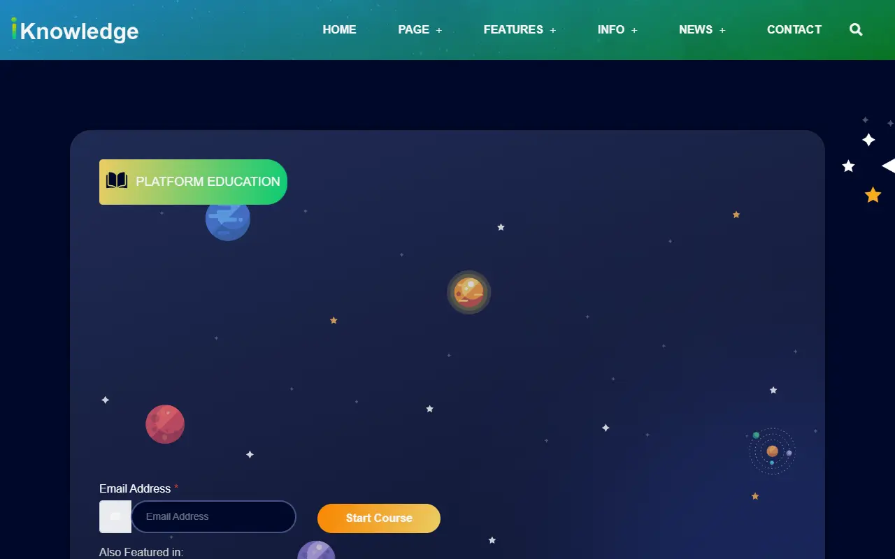 หน้าแรกของธีม iKnowledge บนคอมพิวเตอร์