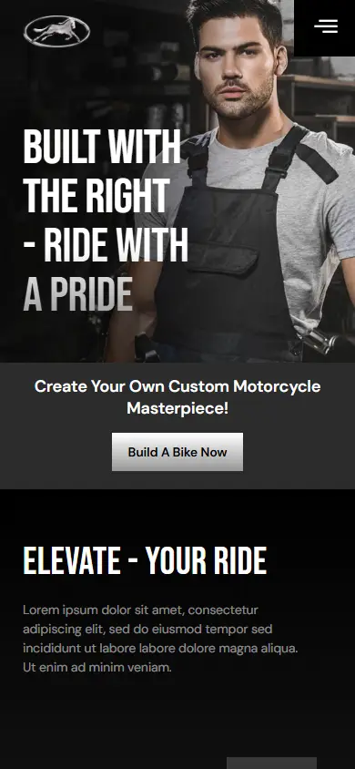 หน้าแรกของธีม Iron Horse – Custom Motorcycle Builder บนมือถือ