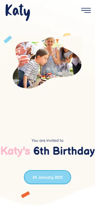 หน้าแรกของธีม Katy บนมือถือ