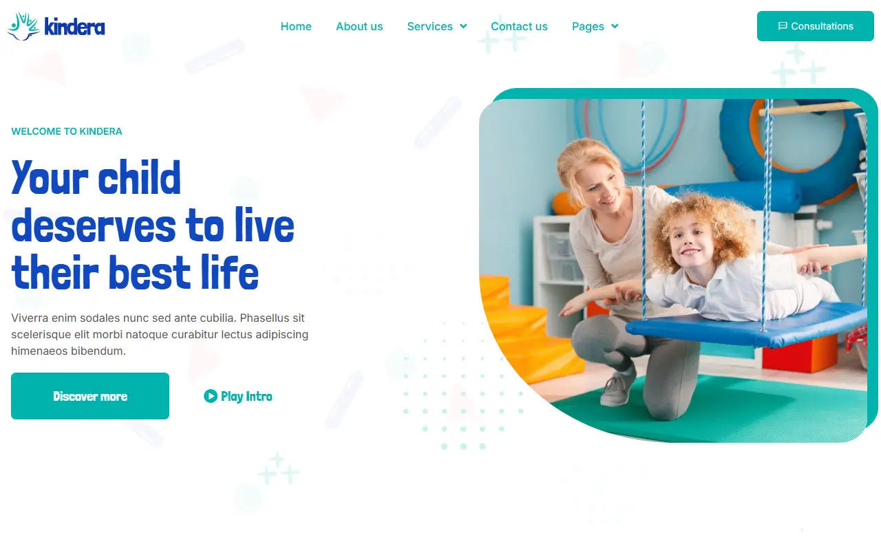 หน้าแรกของธีม Kindera บนคอมพิวเตอร์