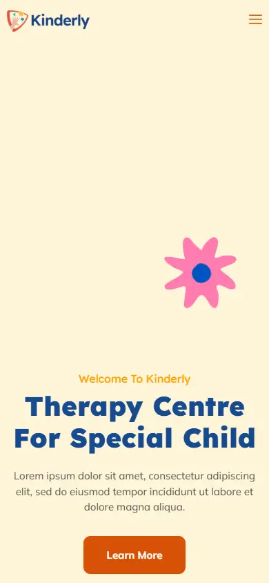 หน้าแรกของธีม Kinderly Child Therapist บนมือถือ