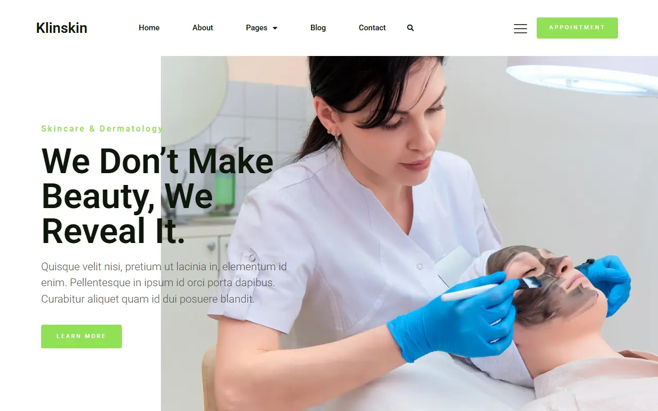 หน้าแรกของธีม Klinskin บนคอมพิวเตอร์