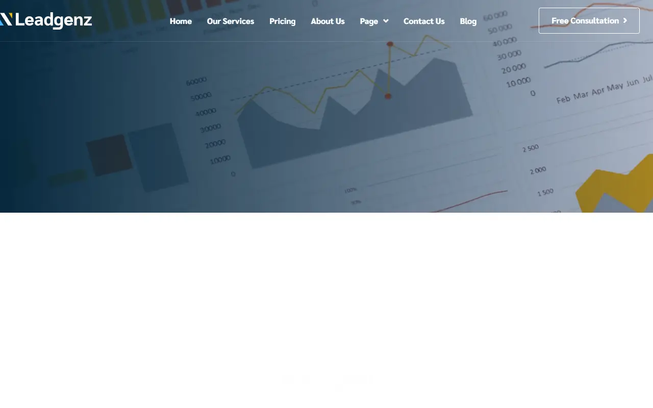 หน้าแรกของธีม Leadgenz บนคอมพิวเตอร์