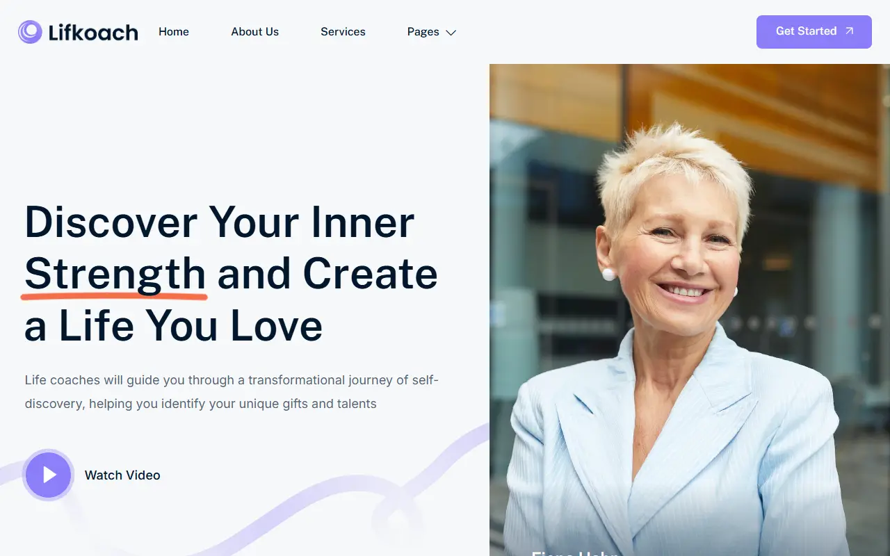หน้าแรกของธีม Lifkoach Life Coach บนคอมพิวเตอร์