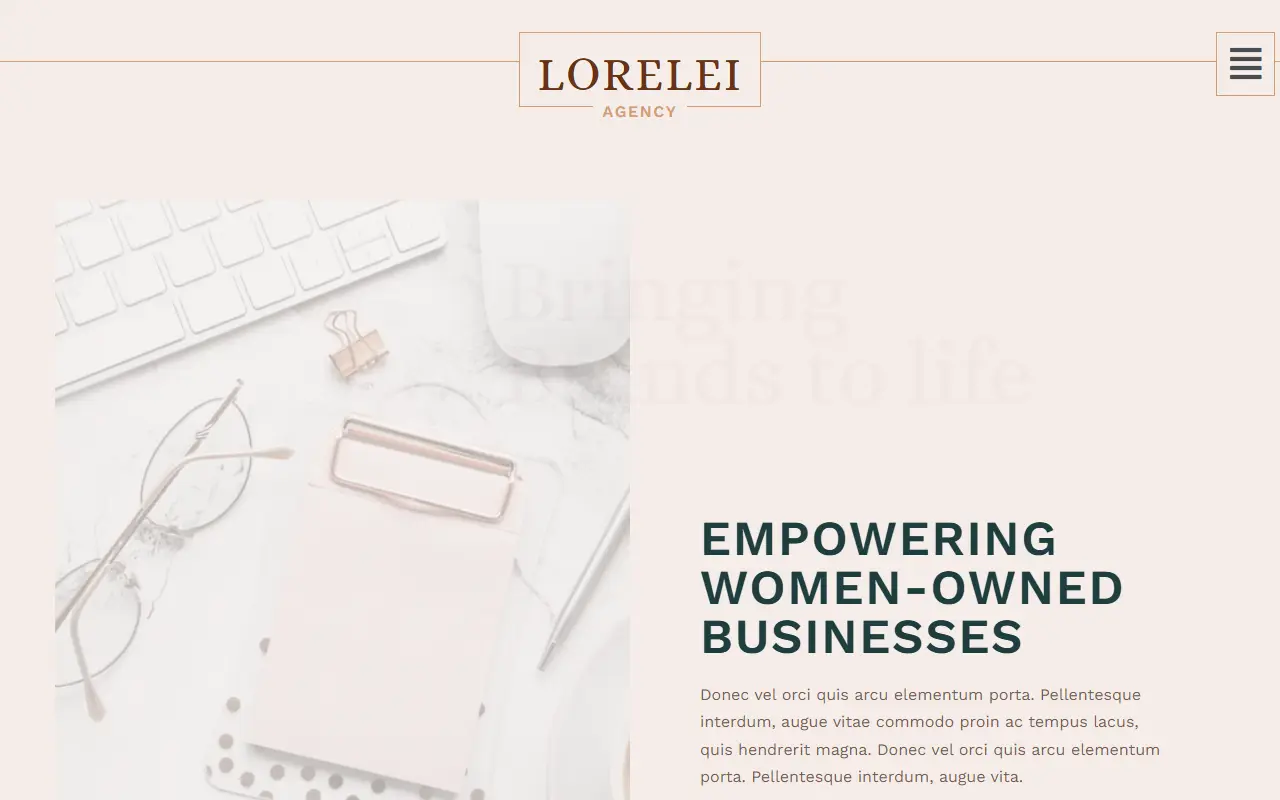 หน้าแรกของธีม Lorelei บนคอมพิวเตอร์