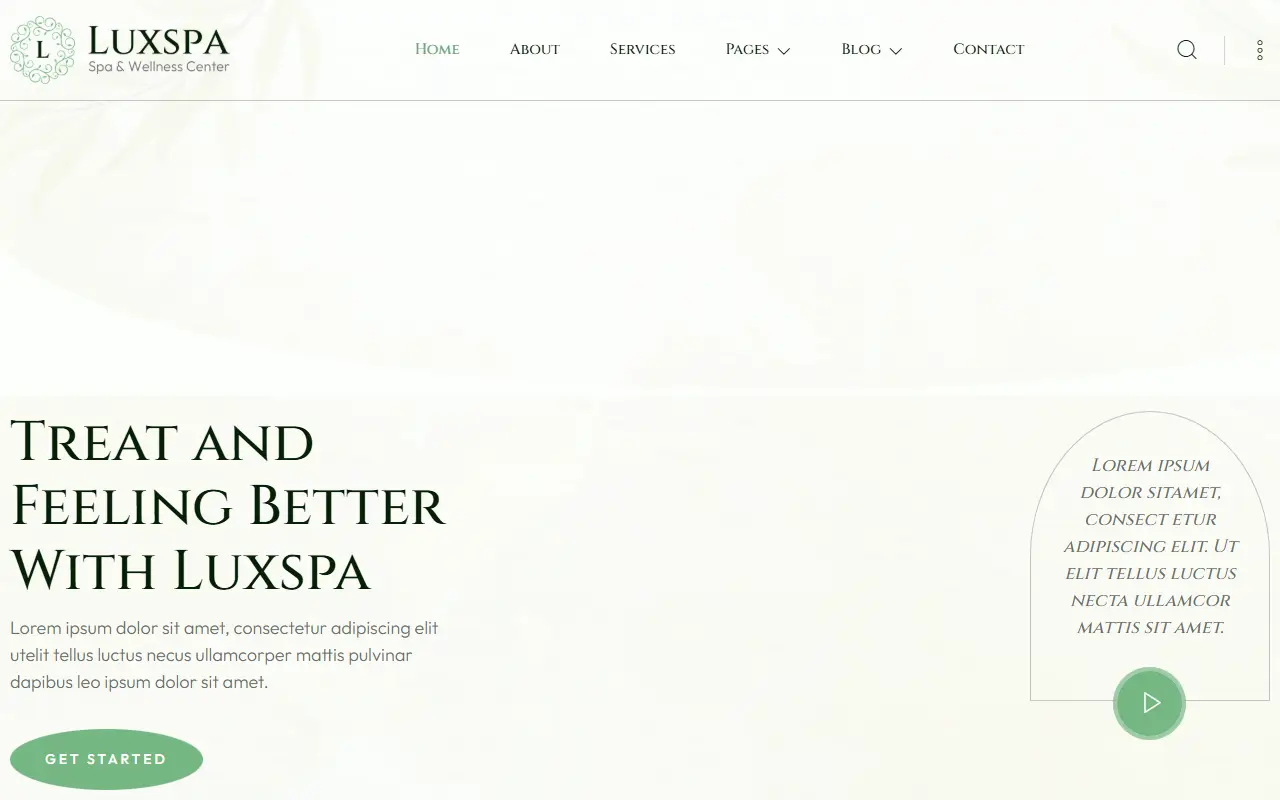 หน้าแรกของธีม Luxspa Spa บนคอมพิวเตอร์
