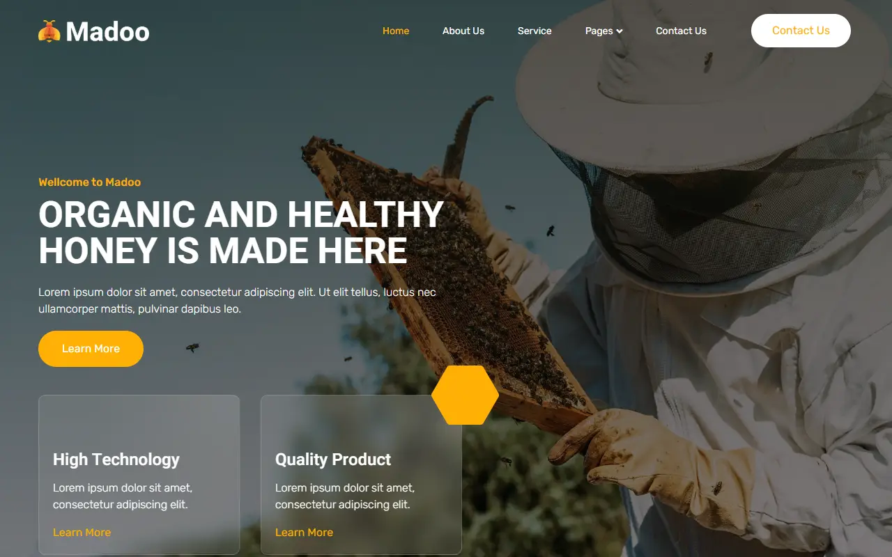 หน้าแรกของธีม Madoo Honey Bee บนคอมพิวเตอร์