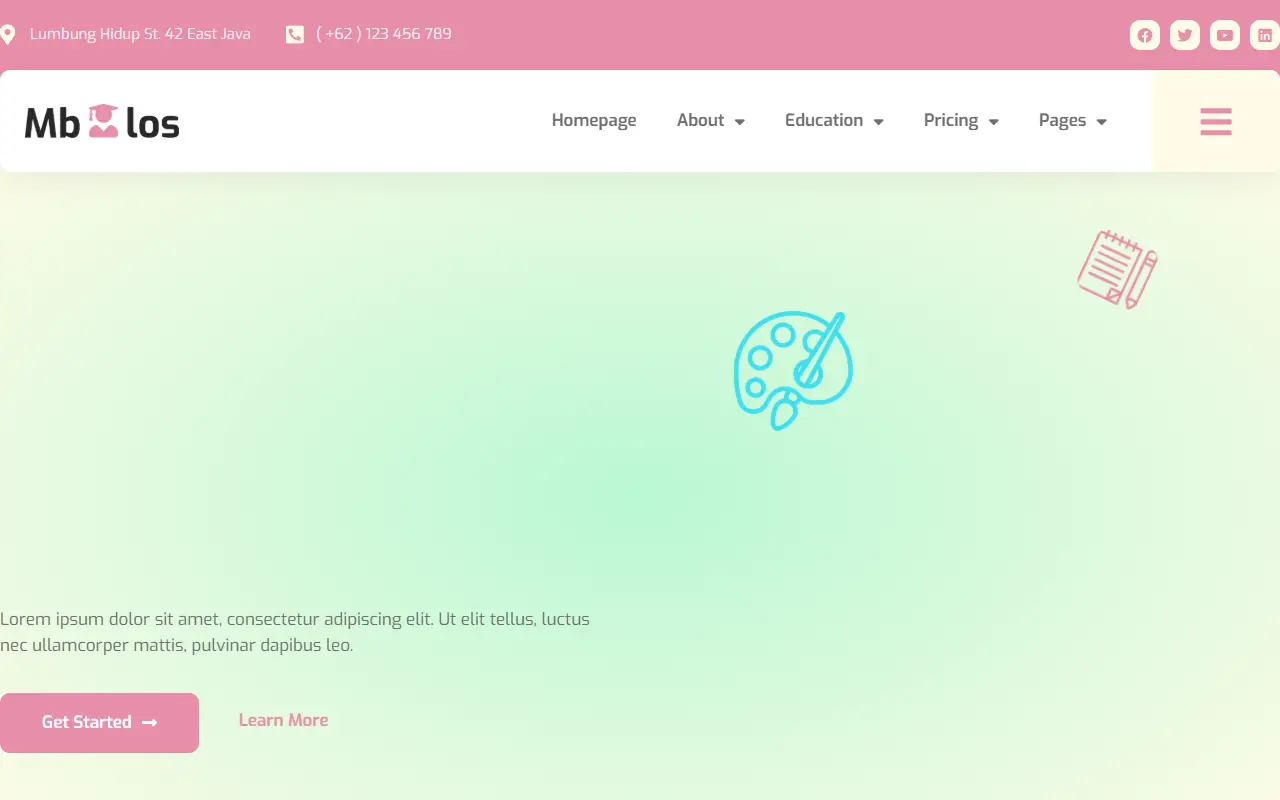 หน้าแรกของธีม Mbolos บนคอมพิวเตอร์