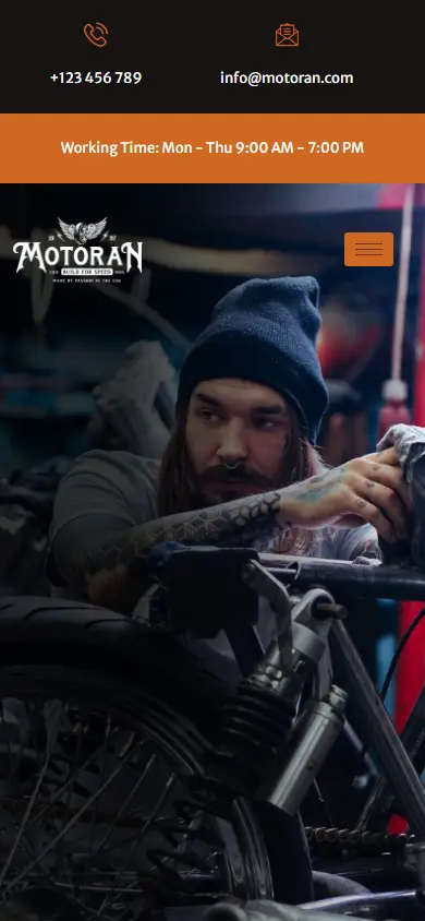 หน้าแรกของธีม Motoran บนมือถือ