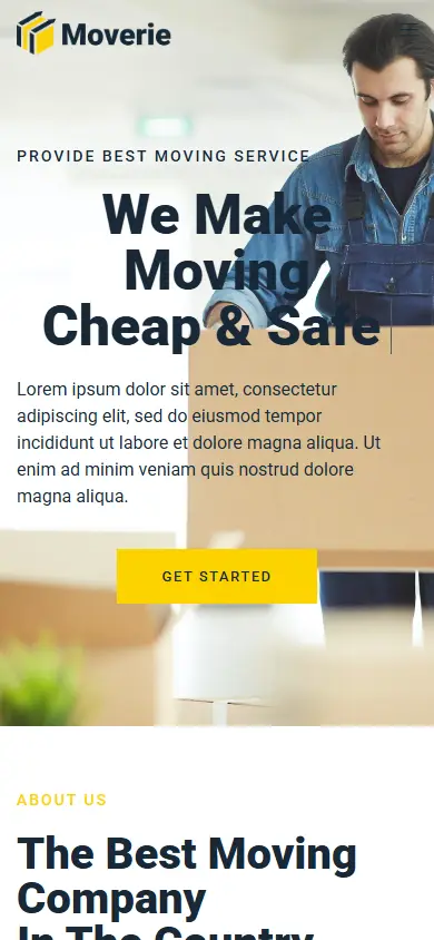หน้าแรกของธีม Moverie Movers บนมือถือ