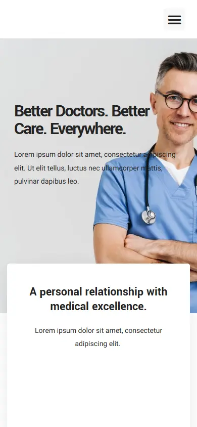 หน้าแรกของธีม MyDoctor บนมือถือ