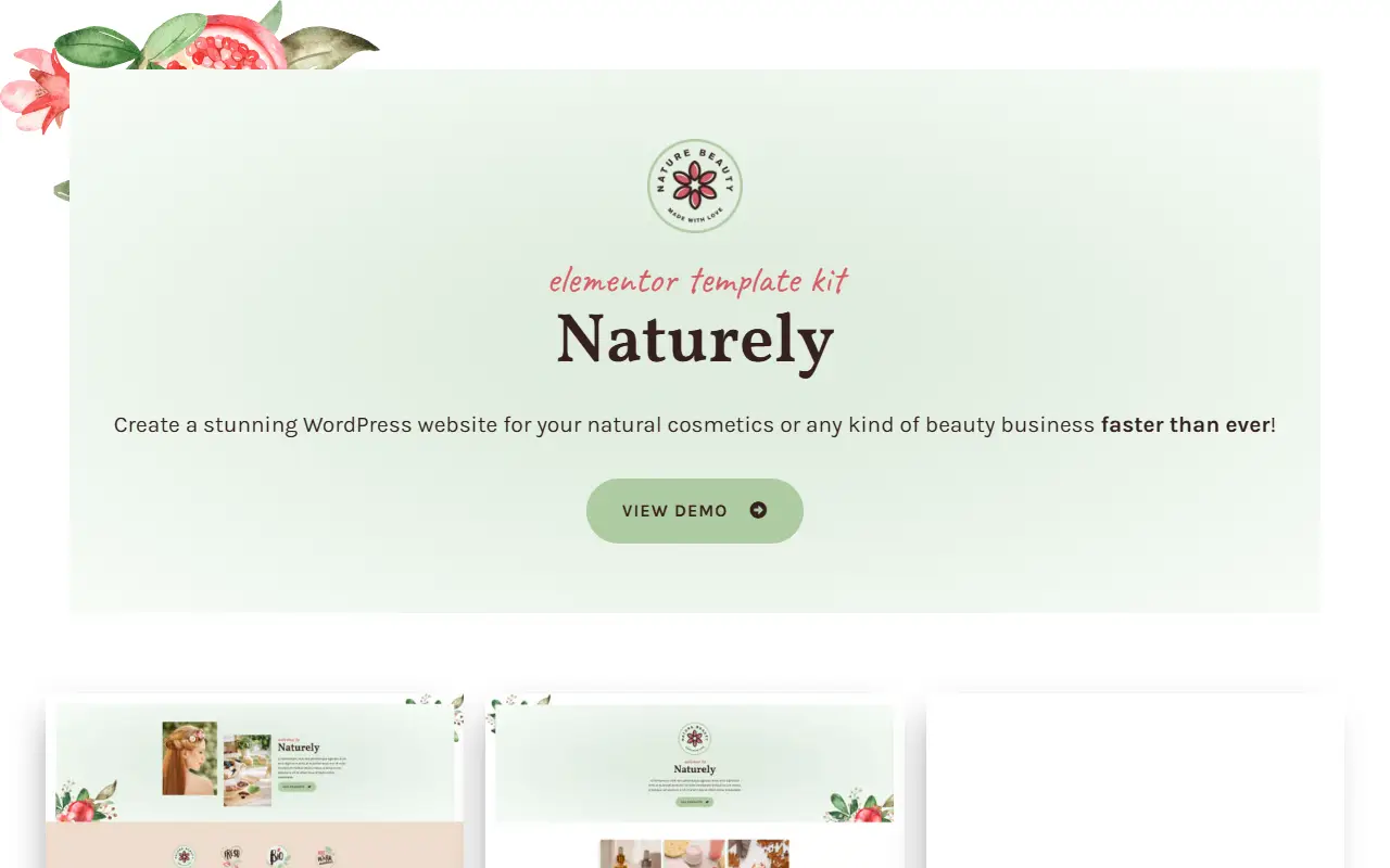 หน้าแรกของธีม Naturely บนคอมพิวเตอร์