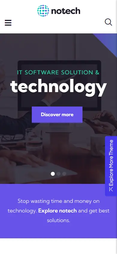 หน้าแรกของธีม Notech บนมือถือ