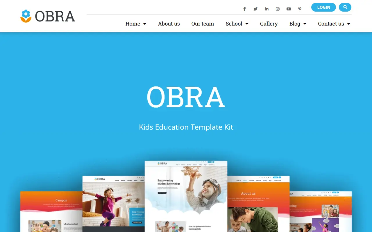 หน้าแรกของธีม Obra บนคอมพิวเตอร์